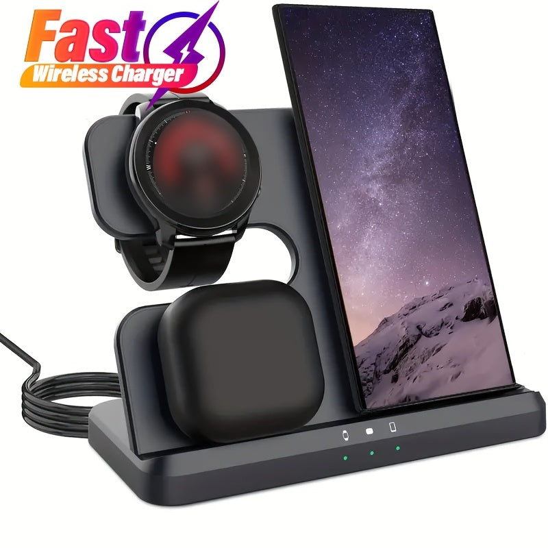 Multi-Device Wireless Fast Charger - Compatible with Galaxy Series & Watches - Case Friendly with Safety Features - Sleek and Space-Saving