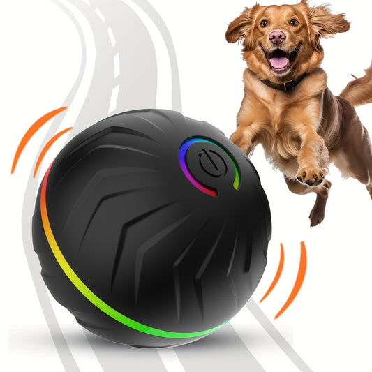 PETGRAVITY Motion-Activated Dog Bouncing Ball, 6.6cm/2.62in, USB Rechargeable Lithium Polymer Battery, Interactive Pet Toy for All Breed Sizes, Durable Thermoplastic Rubber, Striped Pattern