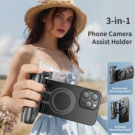 4-in-1 Multi-function Selfie Stick with Wireless Remote Control | Magnetic, Cell Phone Clip Dual Combination, 360° Rotation + 220° Flip Adjustment | Detachable Tripod/Cell Phone Holder | Portable Folding Compatible with 4.7-7 Inch Cell Phone Cameras | Ty