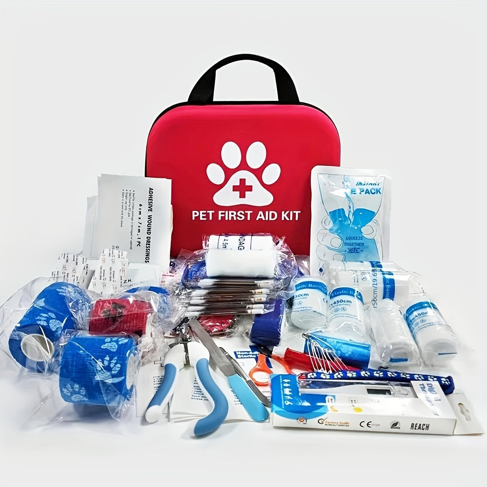 Portable Pet First Aid Kit: Compact Travel Emergency Supplies for Dogs & Cats - Includes Scissors, Tweezers, And More for Hiking, Camping, Backpacking & Hunting