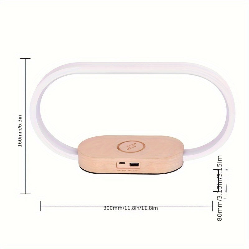 Multifunctional 10W wireless charging station, LED desk lamp, night light, time, USB port TPYE-C charging port suitable for bedroom, living room, office, iPhone, fast charging station, perfect gift