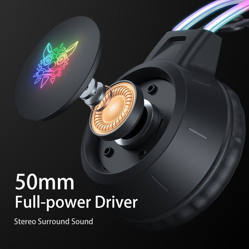 ONIKUMA Double-Head Beam Noise Cancelling Microphone Durable Stereo Surround Gaming Headphones RGB