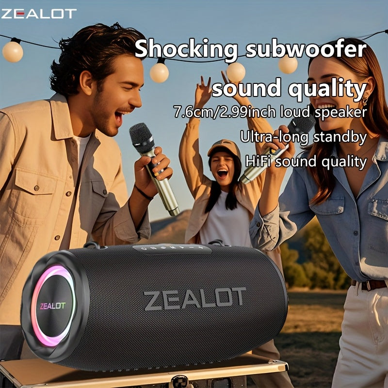 ZEALOT S87m Portable Wireless Speakers with Two Wireless Karaoke Microphones, Dual Pairing. Shoulder strap for Outdoor, Long Battery Life, 24 Hours Playtime Loud Stereo, Booming Bass, Ideal for Home Karaoke and Singing