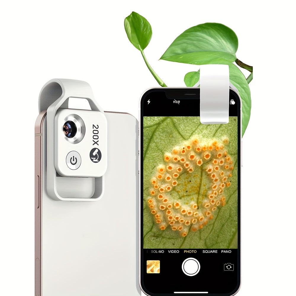 APEXEL 200X Phone Mini Pocket Microscope with CPL Clip-On Lens & LED Light, Universal USB/Battery-Powered Microscope for iPhone & Almost All Phones - High Definition, Easy to Use, Perfect for Hobbyists, Photographers & Youngsters, Photo Shoot Accessory |