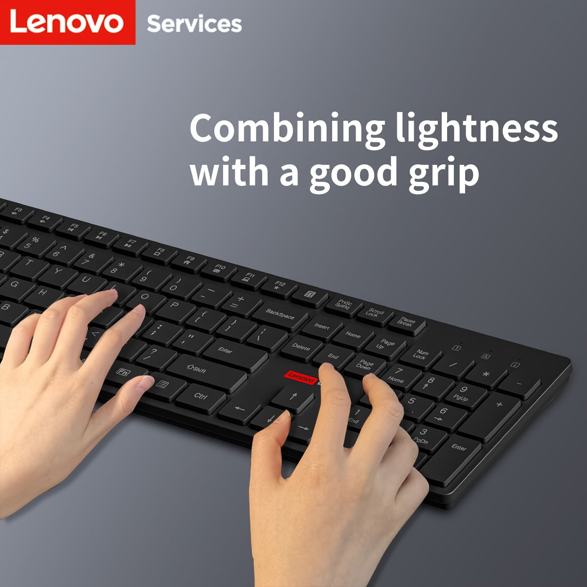 For Lenovo Wireless Keyboard and Mouse Set Business Office Keyboard and Mouse Set Home Desktop Laptop Tablet Universal Keyboard and Mouse Set 105-Key Lightweight Durable Simple and Fashionable Dual Mode Wireless Connection 2.4G+ Wireless Link