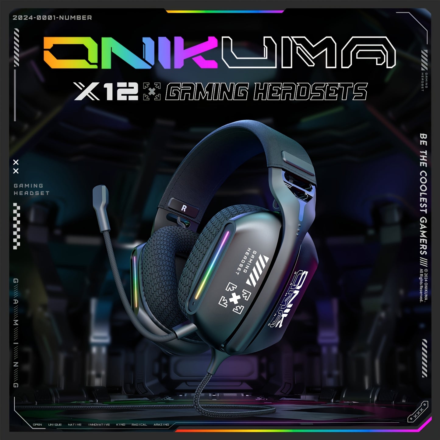 ONIKUMA Over-Ear Gaming Headphones with Full Coverage Padded Ear Cups, Flexible Mic & Button Controls - USB Wired Headphones for PC, Movies, Games, Anime, and More