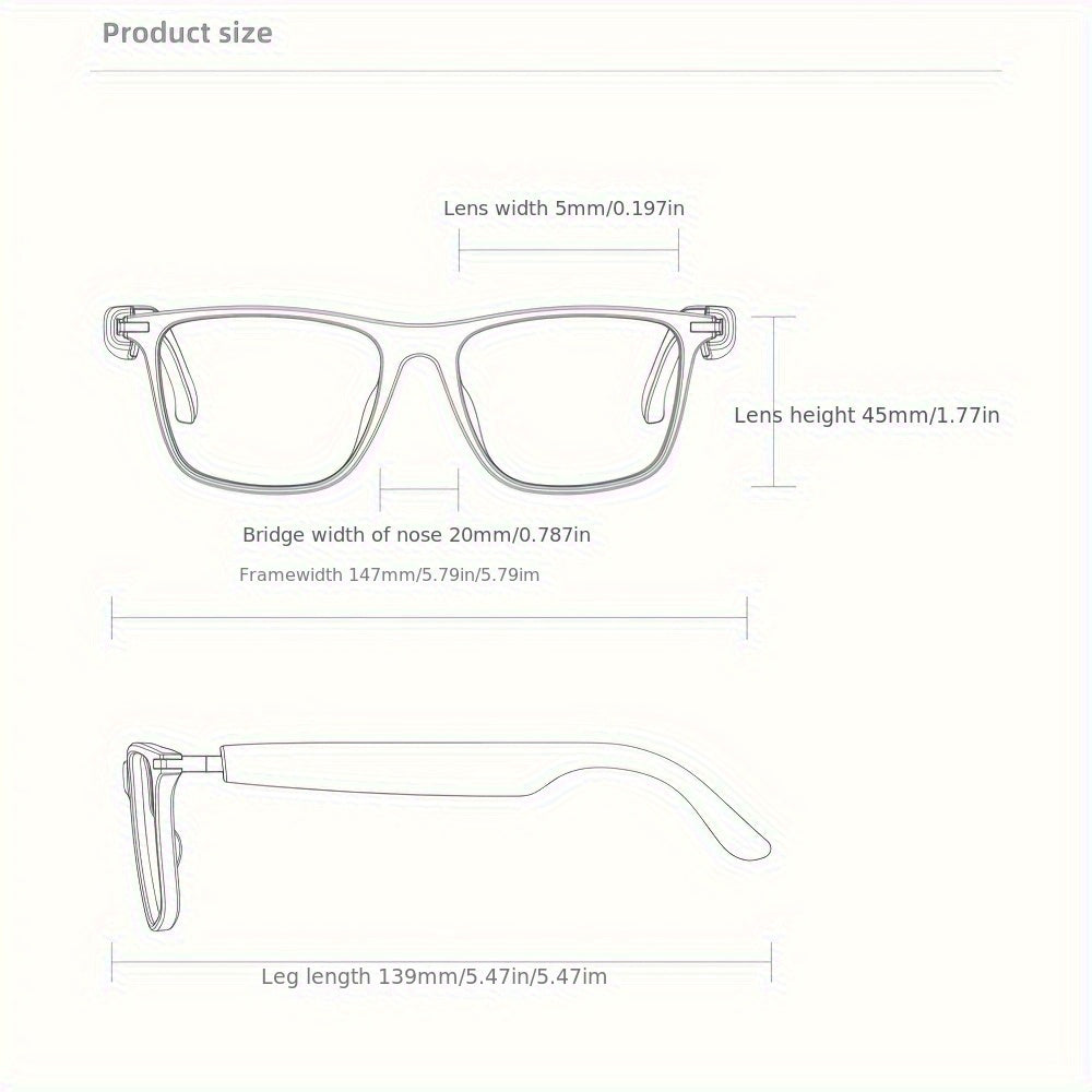 Smart Audio Glasses with Touch Control, Stereo Sound, Wireless 5.4, Noise-Cancelling Microphone, Magnetic Charging, Long Battery Life, Unisex Glasses