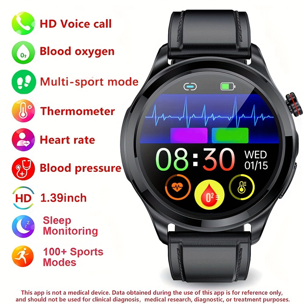 2024 Brand New 1.39-Inch 360 * 360 HD Full Touchscreen Smartwatch with Wireless Calling, Temperature And Tracking, Voice Assistant, Music Control, SOS Emergency Call, And Multiple Sports Modes, Designed to Be Compatible with Your Phone.