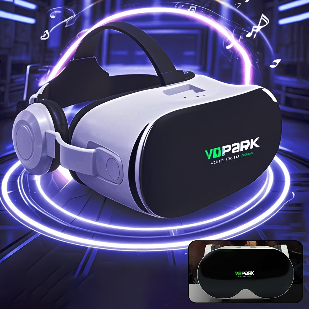 VRPARK Next-Gen VR Headset with Adjustable Dual Lenses for 600+ Myopia, Front Flip Cover & Breathable Panel - Fits 13.97-18.29cm Smartphones, Immersive Video & Gaming Experience, Wireless, VR Headset for Gaming, Sleek Headset Design, Adjustable Headgear