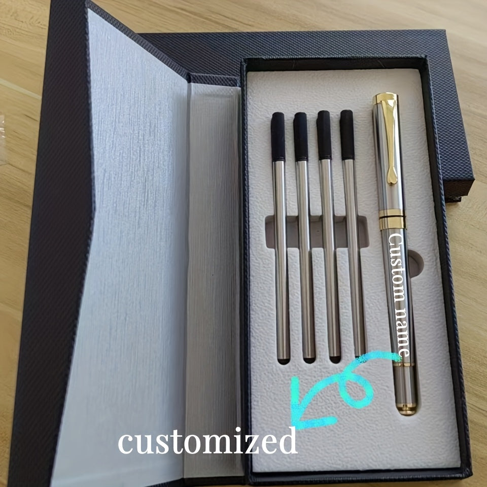 1pc Metal High Quality Elegant Fashion Customized Copper Gel Ink Rollerball Pen/Bokeh Pen, Smooth Writing, with 1pc Gift Box Pocket Clip, can be refilled with 4pcs supplements, Personalized Business Gift, unique, provides thoughtful daily writing calligr
