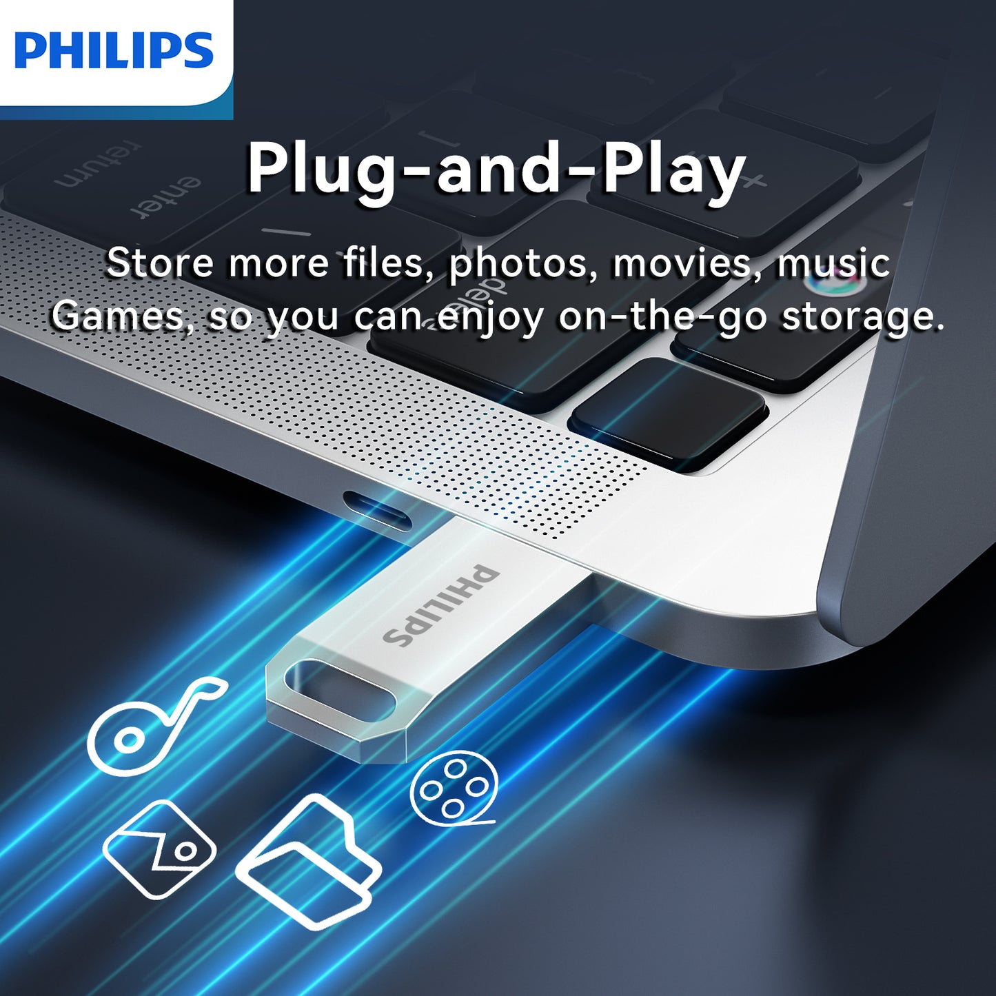PHILIPS USB Flash Drive, 8GB/16GB/32GB/64GB/128GB, Fashionable and Unique Shape and Design, Multi-capacity Options, Support for Computers, and Most Other Smart Devices Suitable for USB Flash Drives.