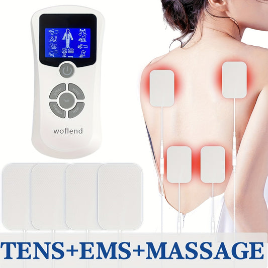 TENS Device, EMS Massager, TENS Muscle Stimulator, Rechargeable Device with 8 Modes & 50 Intensity Levels, Timer Function & Mode Adjustment & Intensity Adjustment & Dual-Channel Device, Home Leisure, Office Use, Muscles, Holiday Gift