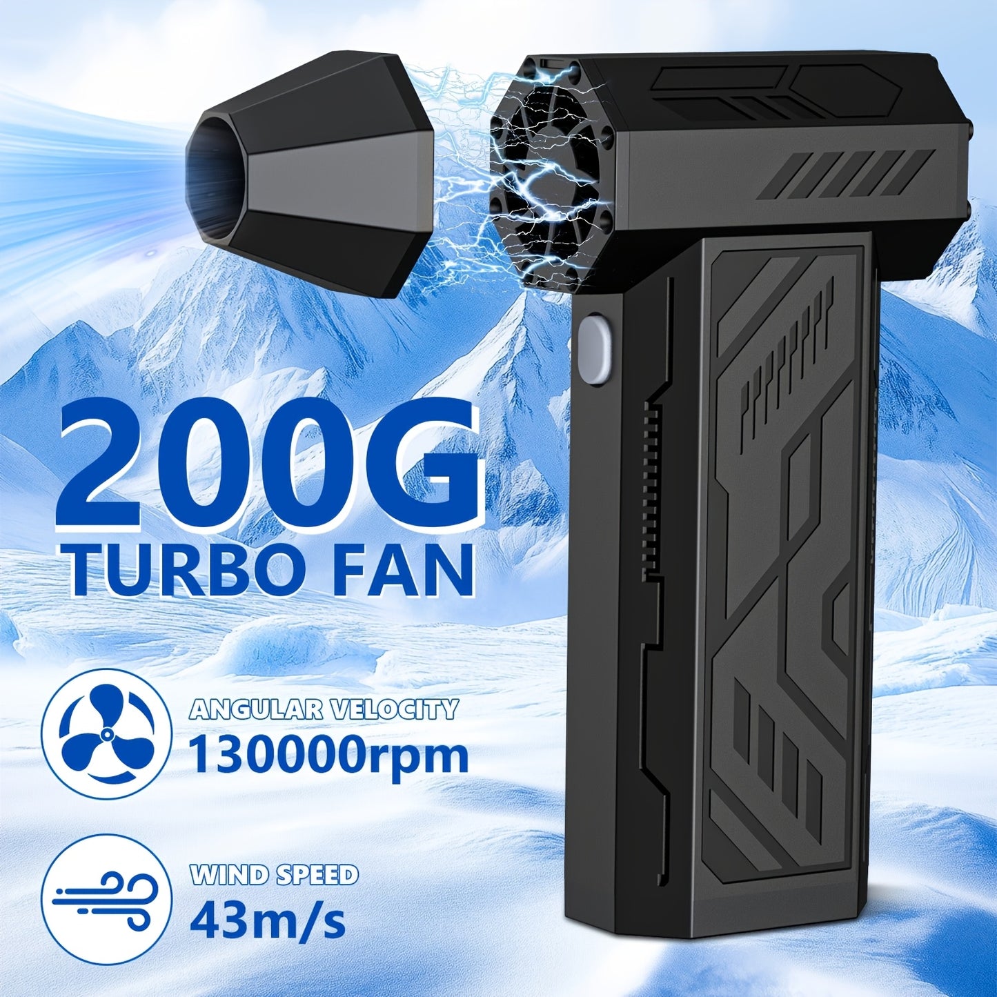 VITAEASE 4 Gear-Speed Adjustable 130, 000 RPM Electric Compressed Air Duster with Brushless Motor, 4000mAh Rechargeable Battery & Turbo Fan - Portable Air Dust Blower for PC, Keyboard, Outdoor, Car Cleaning, Sleek Design, Durable Construction