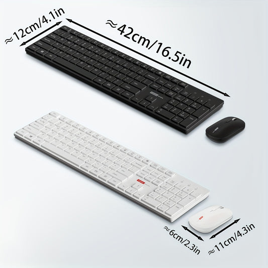 For Lenovo Wireless Keyboard and Mouse Set, Lightweight Portable Business Office Desk and Laptop Tablet Universal 105-Key Slim Durable Minimalist Style 2, 4G Connection