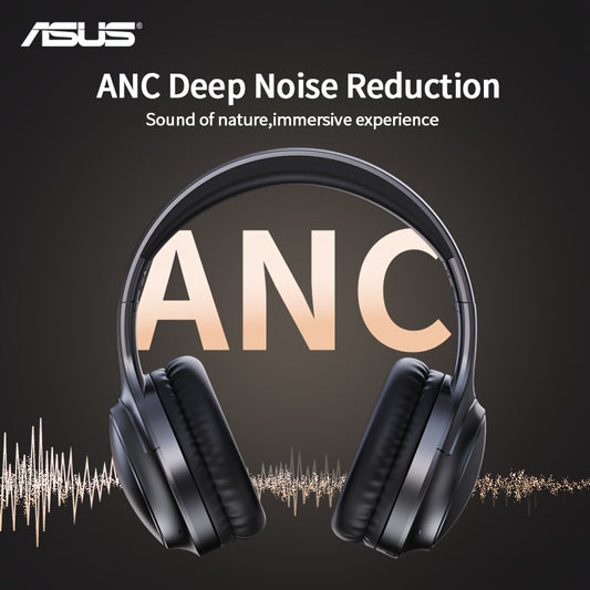 ASUS Wireless Over-Ear Headphones with ANC, Immersive Sound & Adjustable Foldable Design - Comfort Fit for All Ears, Built-in Mic, Wireless, USB-C Charging, White/Light Beige/Black - Ideal for Gamers & Music/Movie Enthusiasts, Travel Headphones | Comfort
