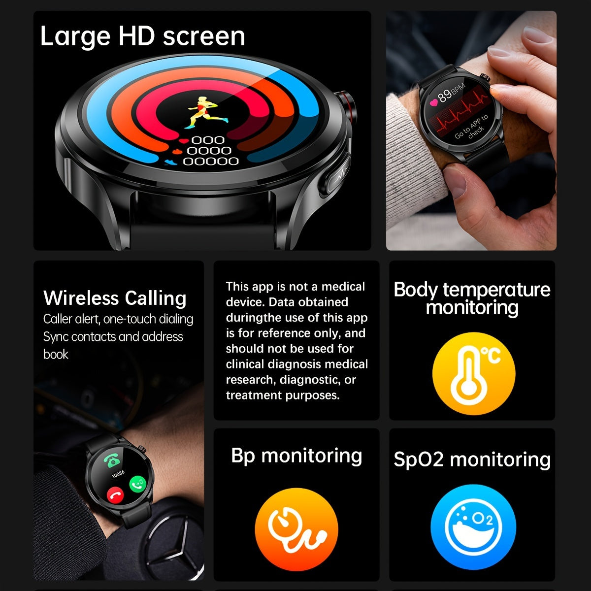 2024 Brand New 1.39-Inch 360 * 360 HD Full Touchscreen Smartwatch with Wireless Calling, Temperature And Tracking, Voice Assistant, Music Control, SOS Emergency Call, And Multiple Sports Modes, Designed to Be Compatible with Your Phone.