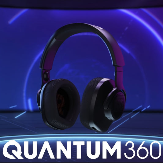 JBLQuantum360 Wireless Over-Ear Gaming Headset, 2.4G and Wireless Dual-Mode Link, 22H Battery Life, Precise Listening and Positioning, Lightweight Plastic, Closed-Back Headphones, Music Listening, Detachable Microphone, for Mobile Phones and Tablets