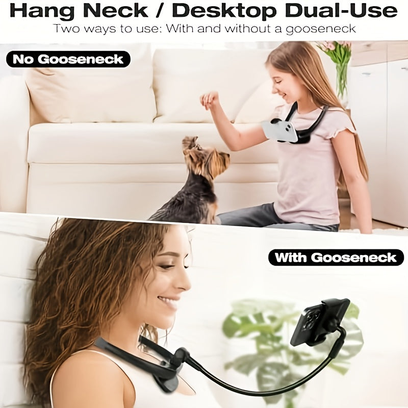 Adjustable Goose Neck Phone Holder - Hands-Free Mount for Bed and Desk, Fits 11.94cm to 17.02cm Smartphones, POV/Vlog Selfie Stand, Flexible Arm, Waterproof Plastic, Vehicle Mount | Rotatable Bracket | Smartphone Holder, Car Cradles
