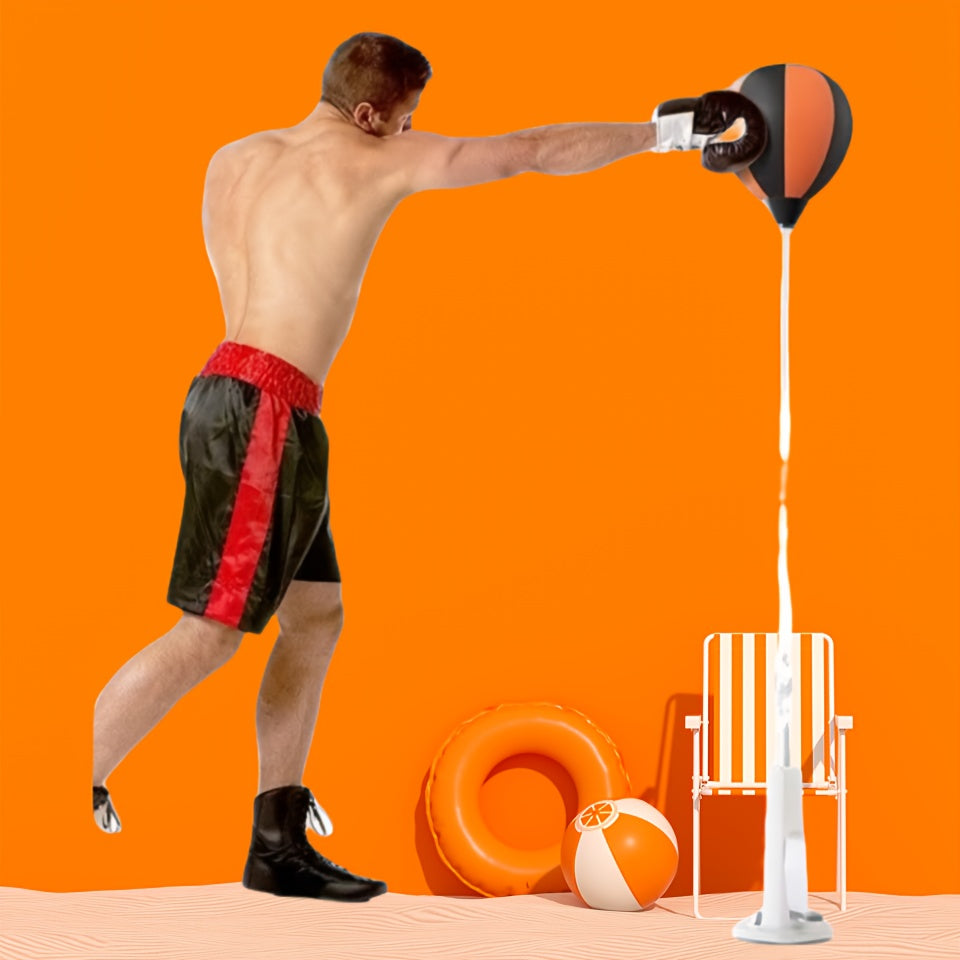 130.0-160cm Height Adjustable Punching Bag with Sturdy Frame, Strong Suction Cups & Orange/Black Design - Indoor Fitness Sandbag for Agility Training, Holiday Gift (Christmas, Valentine's Day), Boxing Ball, Reflective Training Aid, Dynamic Workout Tool,