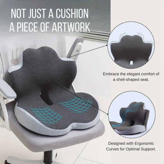 A Seat Cushion with a Backrest That Effectively Supports The Lower Back, Providing Comfort And Breathability. The Central Control Area Is Designed to Relieve Pressure on The Tailbone, Making It Suitable for Office Chairs And Car Seats. It Is Made from Br