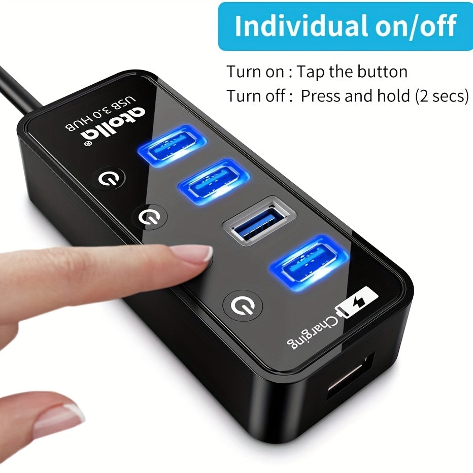 USB 3.0 Multiple 4 Ports USB Data Hub SuperSpeed 5Gbps Portable Data Transfer and 2.4A Fast Charge Port