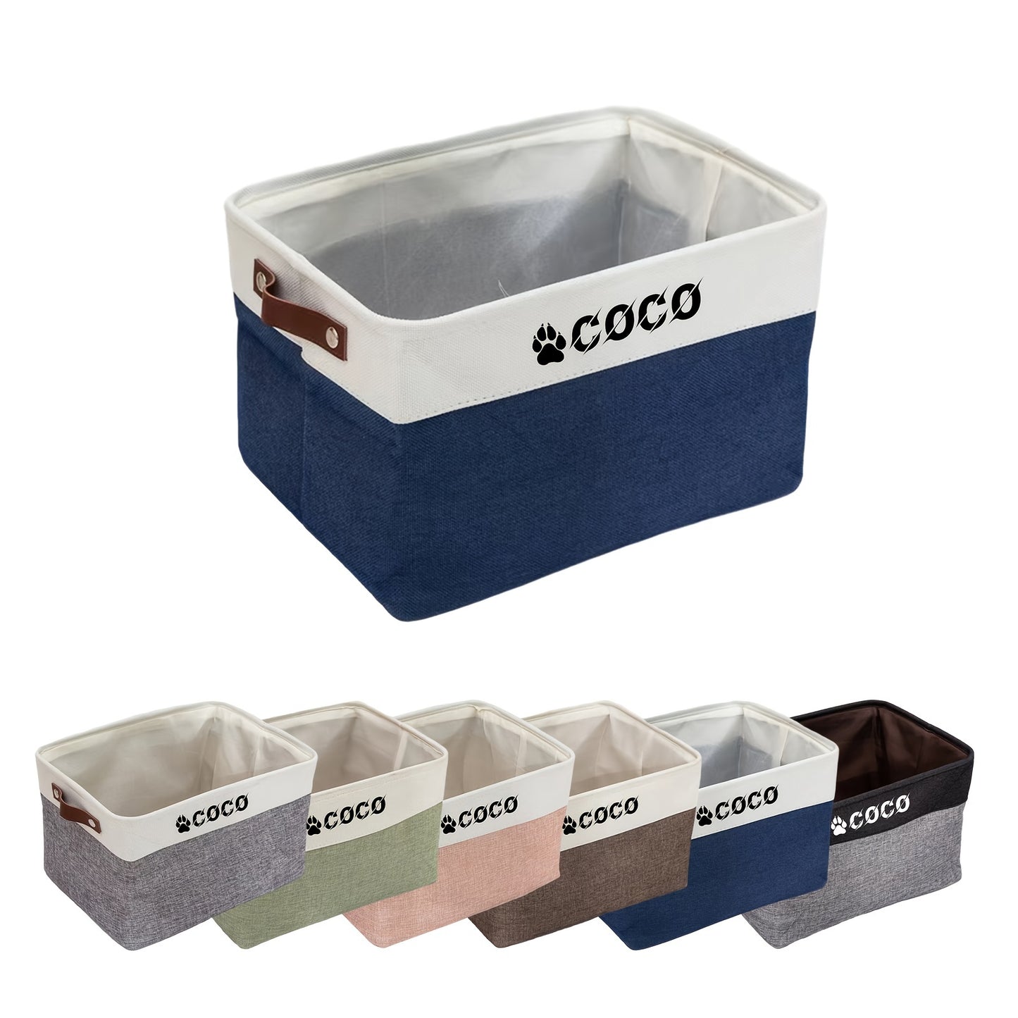 Personalized Pet Toy Storage Box, Custom Dog Toy Storage Container Foldable Bag Basket For Dogs Pet Accessories