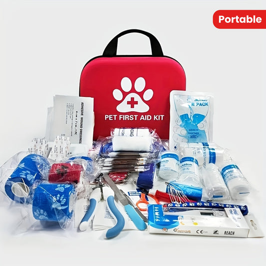 Portable Pet First Aid Kit: Compact Travel Emergency Supplies for Dogs & Cats - Includes Scissors, Tweezers, And More for Hiking, Camping, Backpacking & Hunting
