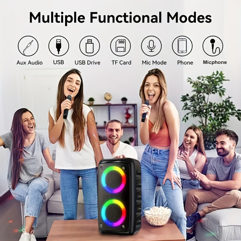 40W Peak Wireless Speaker - Large Outdoor Stereo with RGB Lights, TWS, Subwoofer, TF Card Support (Card Not Included), AUX/Wireless Compatibility, USB Rechargeable, Ideal for Parties & Events, Outdoor Subwoofer| RGB Lighting| USB Rechargeable