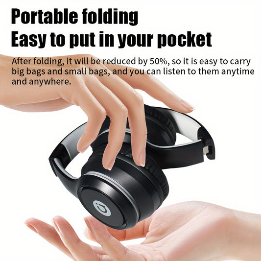 Headmounted built-in microphone 5.3 Lightweight foldable immersive sound quality, adjustable headband structure light no pressure head wrap ear muffs, support game call music suitable for gifts