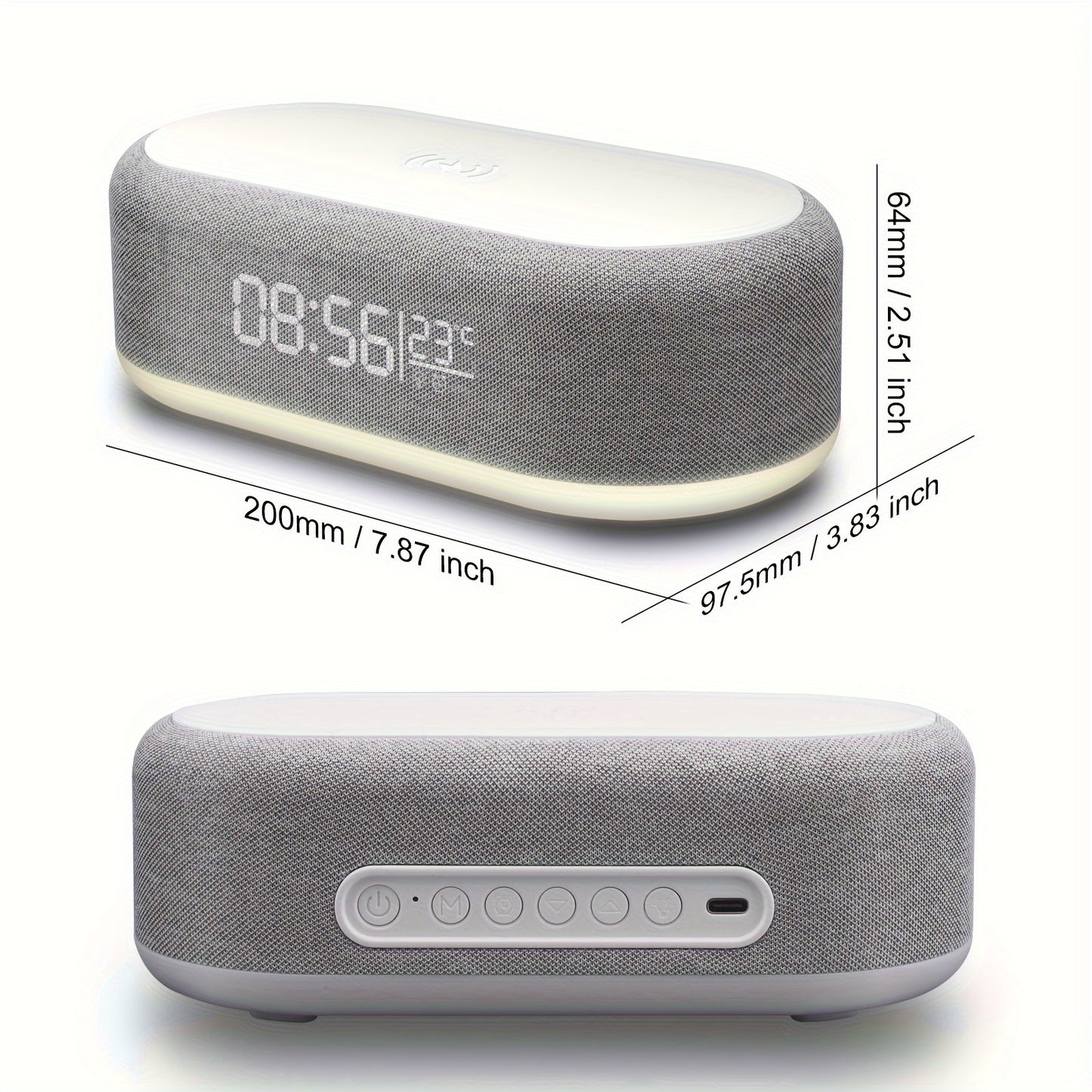 Four-in-One Night Light Alarm Clock Wireless Charger, USB Type-C Charging, Digital Clock with 3 Modes of Adjustable Lighting, Wireless Charging for Travel