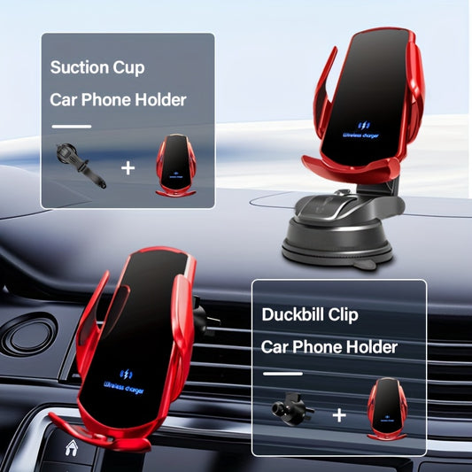 15W Car In-Car Charging Stand, Equipped with Suction Cup Stand And Air Outlet Clamp, Suitable for All Models, with 2 Magnetic Suction Heads, Suitable for Most Mobile Phone Models - Below 36V - Without Battery