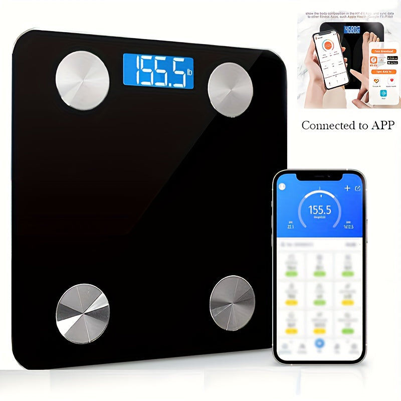 High Precision Digital Bathroom Weight Scale with Body Fat Percentage, BMI, Muscle Mass, Water Ratio & 26 Health Metrics, Tempered Glass, 180kg Capacity, Connecting to A Mobile App (Black)
