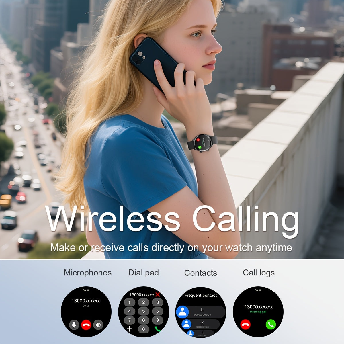 Sports business Men's smart watch, 3.68 cm HD display, sports watch for iPhone and Android, alloy body, wireless call, multiple sports modes, sedentary reminder and other features, suitable for friends, couples, husband and wife gifts