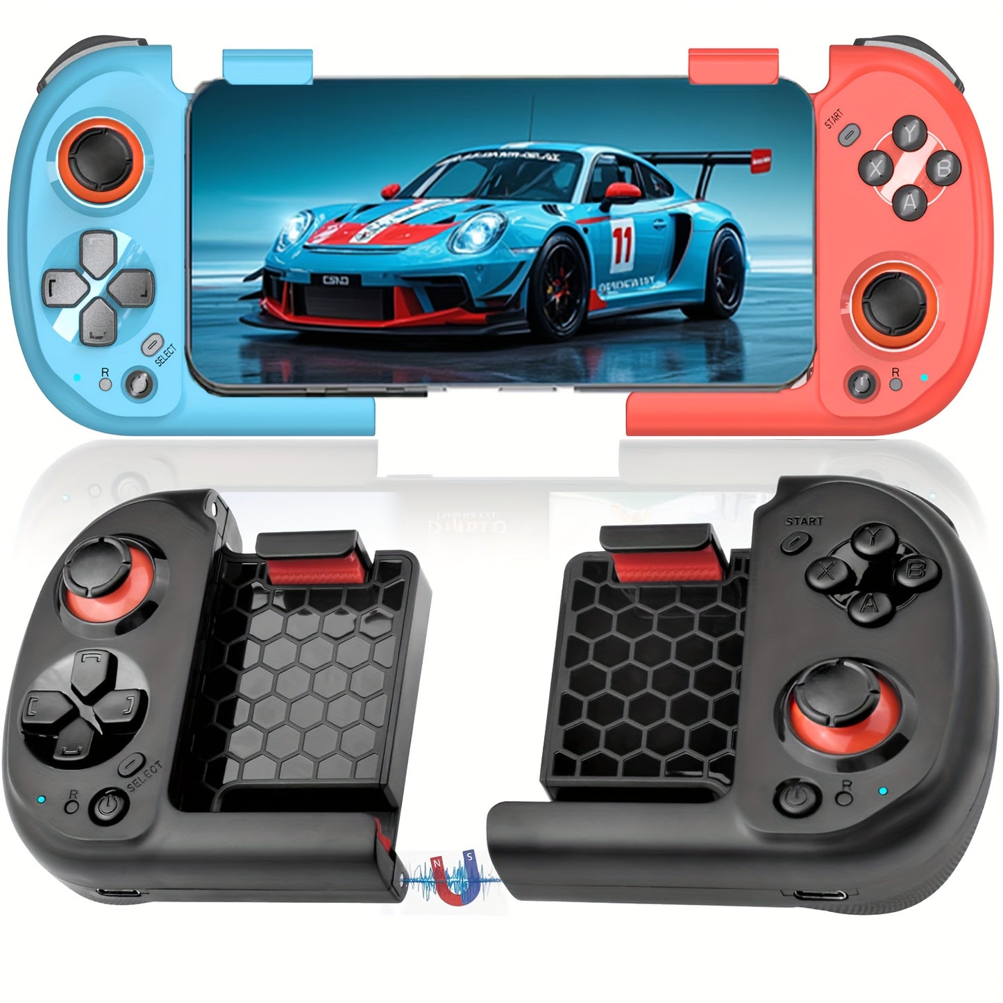 Left Right Split Smart Wireless Cloud Gaming Controller for iOS, Android, Windows PC, Compatible with iPhone 15/ 14, iPad, Steam - High Tenacity Material, Hall Triggers, Linear & Analog eSports Gamepad with Rechargeable 400mAh Lithium-Polymer Battery
