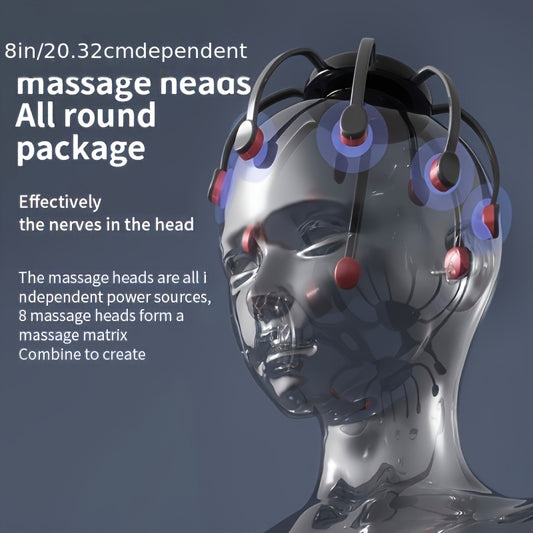 1pc 8-Finger Head Massager - 3 Modes/USB Charging 360° Deep Scalp Massage Device | Home & Travel Essential | Portable Wireless Modern Design Holiday Gift | Relieves Stress for Long Workdays | Perfect Gift for Parents or Friends