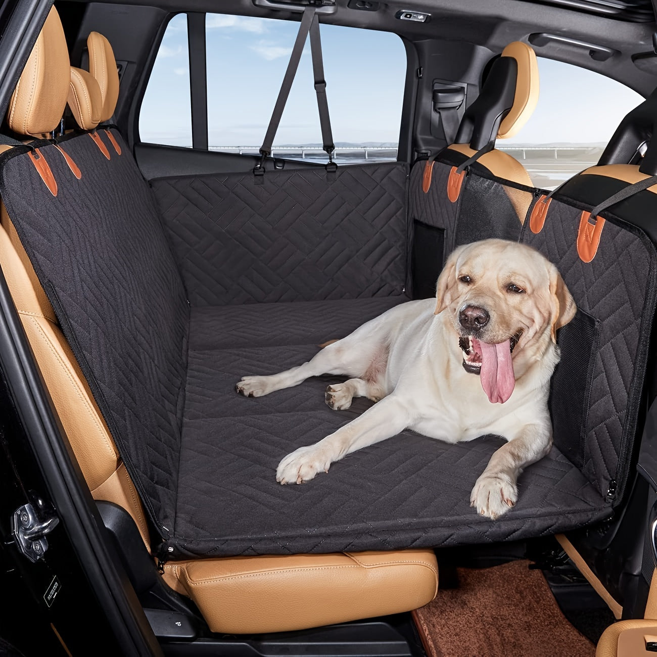 Heavy-Duty Pet Car Seat Cushion with Rear Support Panel - Durable Oxford Fabric, Ergonomic Design for Dogs & Cats, Car Travel & Road Trips, Easy-Clean Pet Seat Cover