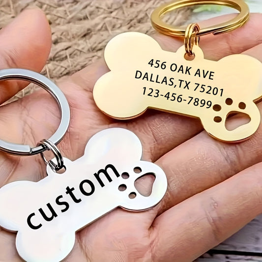 1pc Custom Engraved Stainless Steel Dog Tag Pendant - Personalized Pet Name & ID Tag with Paw Print Design, Durable Multi-Color Options for Lost Dogs, Collar, Vet, Training, Pet Identification, Stylish Pet Accessory, Highquality Engraving