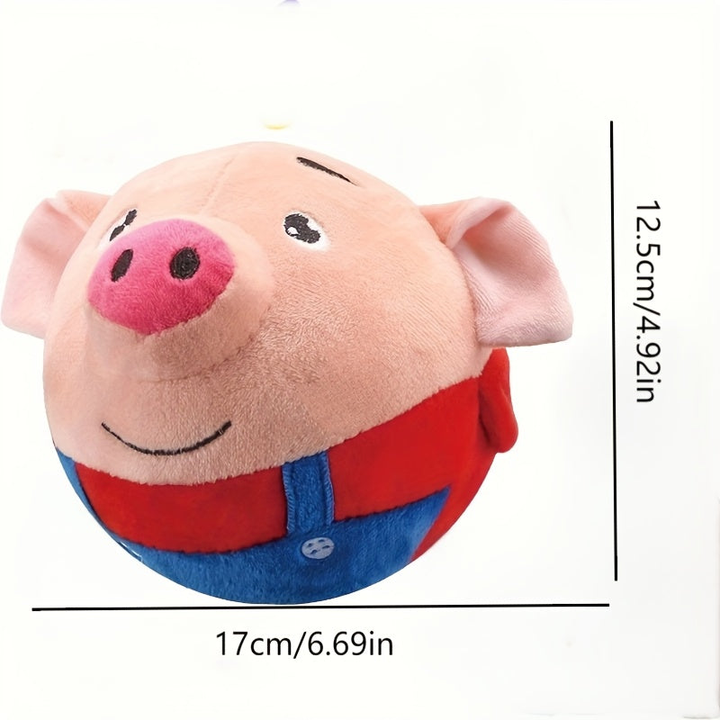 USB Rechargeable Interactive Plush Pig Dog Toy - Bouncy Talking Pet Play Ball with Vibrant Colors, Durable Plastic Design & Remote Control for All Breeds, Cute Animal Shape for Playtime Fun, Dog Ball Toy, Soft Textured Surface, Petsafe Material, Playful