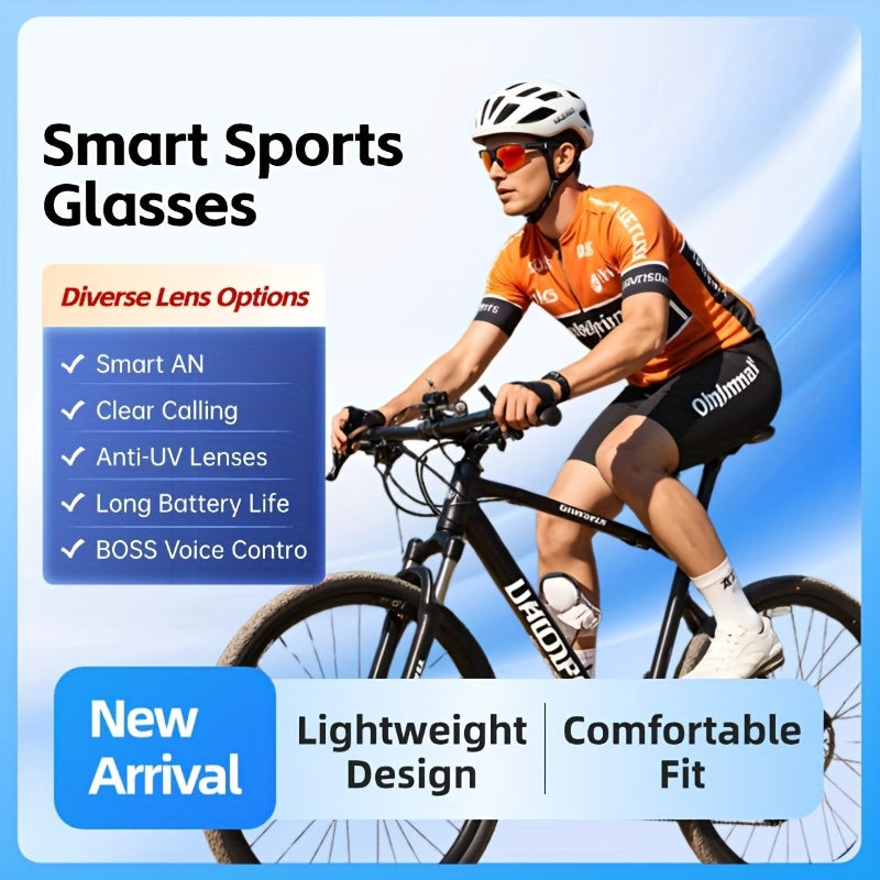 Smart Sports Glasses, UV Protection, Wireless Stereo Earbuds, Hands-Free Calling, Music Playback, Compatible with for iphone/Android, Neutral Holiday Gift, 5 Colors