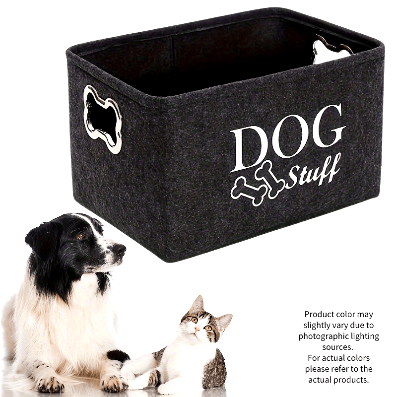 1pc Pet Toy Storage Box, Felt Dog Toy Organizer, Durable And Portable Dog Toy Holder