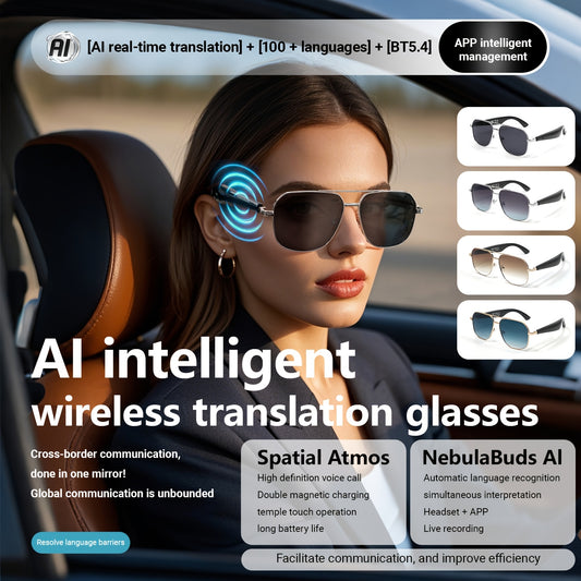 AI Glasses for Men/Women, Bluetooth Translation Smart Glasses with 100+ Languages, Magnetic Charging & Polarized Protection, Handsfree Translation, Sleek Design, Lightweight Frame, Protection Eyewear, International Speakers
