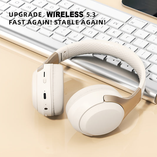 Wireless Wireless Headphones - Deep Bass, Active Noise Cancelling, HiFi Stereo Sound, Foldable & Lightweight Design, Comfort Fit with Over Ear Mic for Home Office, Long-Lasting Playtime, USB-C Fast Charge, Closed-Back Styl