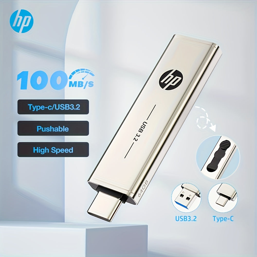 hp USB 3.2 Metal USB Flash Drive USB Type C 32GB 64GB 128GB 256GB Pen Drive Creative Personality Car Music Gift High-Speed USB PenDrive