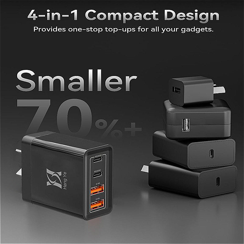 2pcs 40W USB-C Charger Block, 4-Port Fast Charging Dual PD&QC Wall Plug Adapter for iPhone 16/15/14/13/12/Pro Max Plus/iPad/Airpods/iwatch/Samsung - Black, Power Delivery for Travel, Charging Adapter