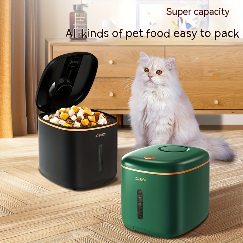 1pc Large Capacity 5/10kg Pet Food Storage Container, Airtight Dog Cat Dry Food Storage, Moisture Proof Pet Treat Food Storage Bucket With Measuring Cup