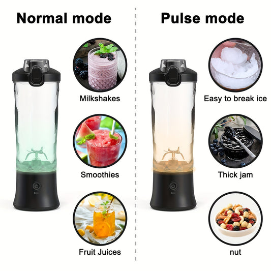 1pc,20oz Portable Blender with USB Rechargeable Battery, Dual Modes for Smoothies and Fresh Juice, Compact Design for On-the-Go Nutrition