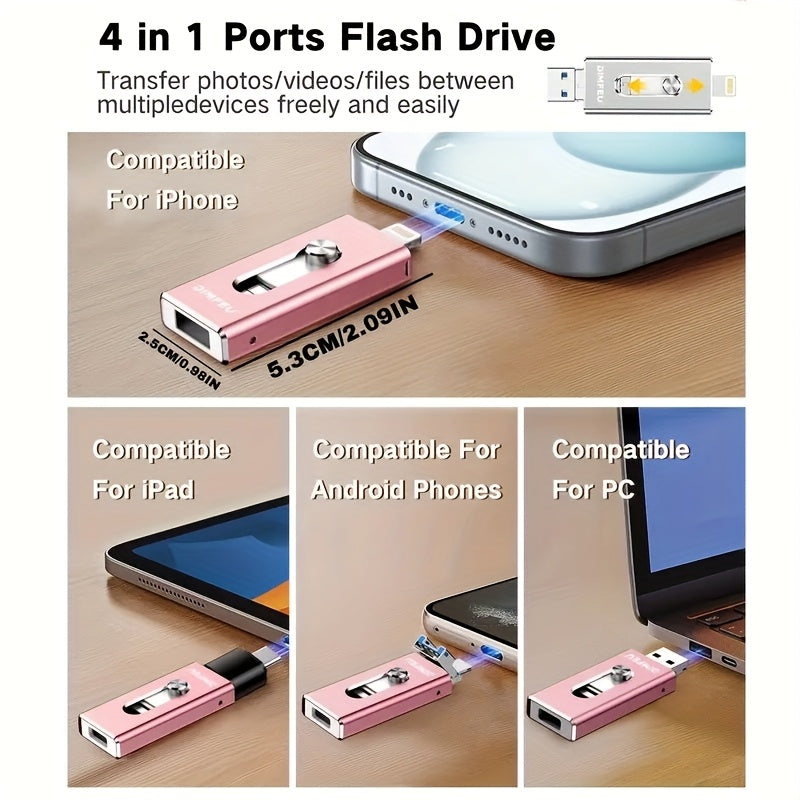 256GB Flash Drive Intended for iPhone, 128GB 64GB 32GB Memory Stick Storage Files Photos Videos Backup, Compatible with iPhone iPad Android PC, Plug and Play