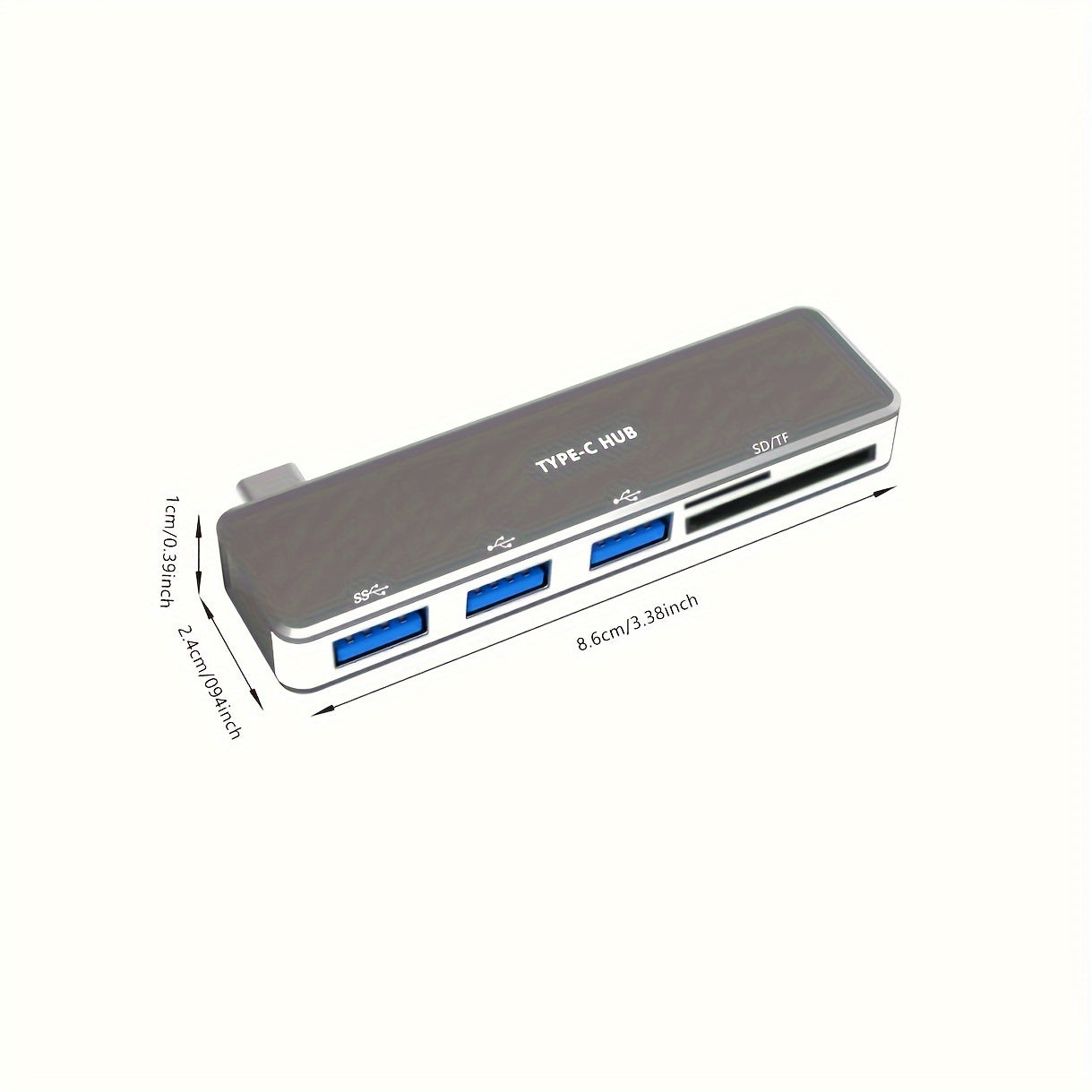 WOWSSYO 5-in-1 Type C Hub, Portable, USB 3.0, SD TF Card Reader, Good Quality and Durable, USB C Hub, Compatible with Laptop, for Men and Women, with Nice Small Gift