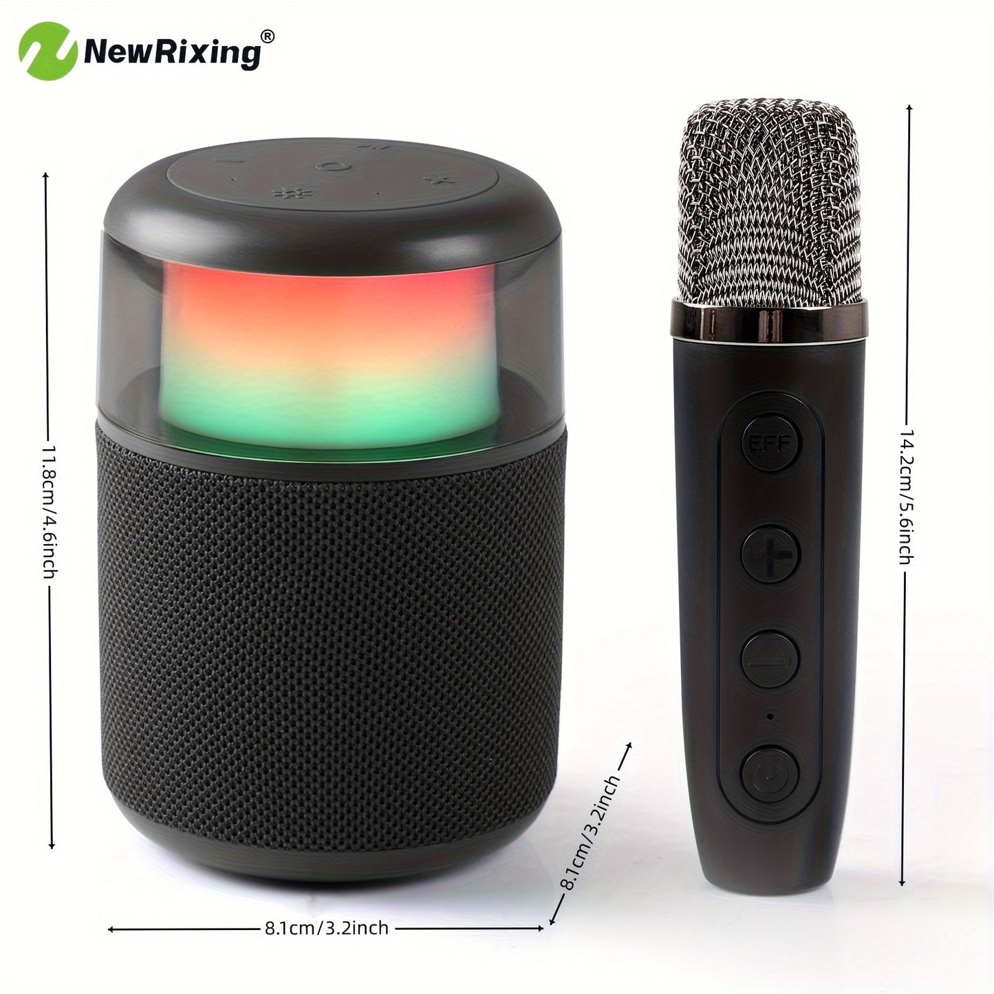 Newrixing Mini Karaoke Machine with 1 Microphone, Mini Wireless Portable Speaker, 8W, 1200Mah Battery, RGB Dynamic Lighting, Microphone with Magic Sound, for BT/ TF Card, Suitable for Entertainment, Indoor, Gaming, Holiday Gifts, Christmas Gifts