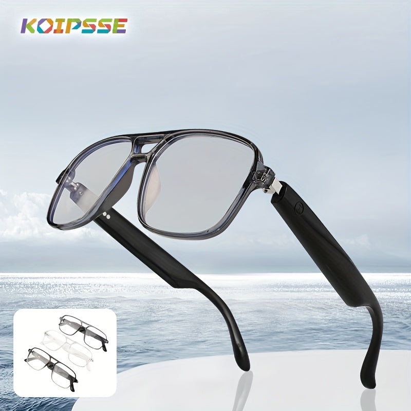 KOIPSSE Smart Glasses with Microphone, Wireless Call, Music Playback, Dual-Touch Dual-Color Beam Changing Lenses, Fashion Glasses, Earphone, High-Quality Outdoor Activities, Beach Outings
